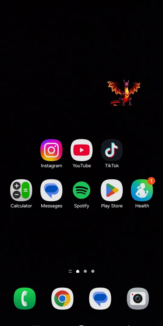 Fire dragon walking on phone home screen